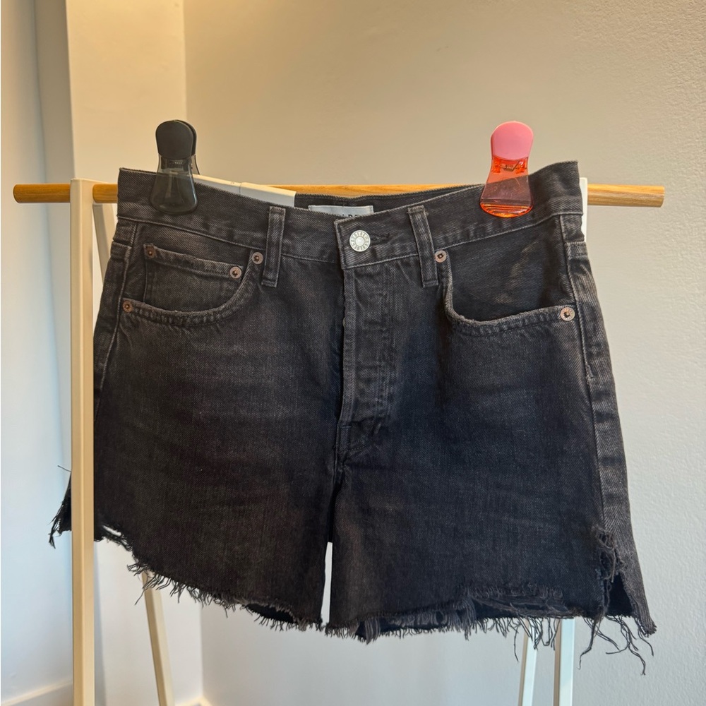 AGOLDE Parker Long Black Denim Shorts NWT Sz 25